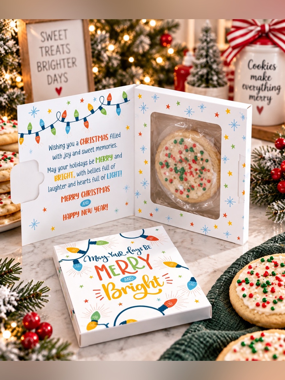 Christmas Greeting Card Box 4.25″ x 5″ Box (Pack of 25) COOKIES NOT INCLUDED
